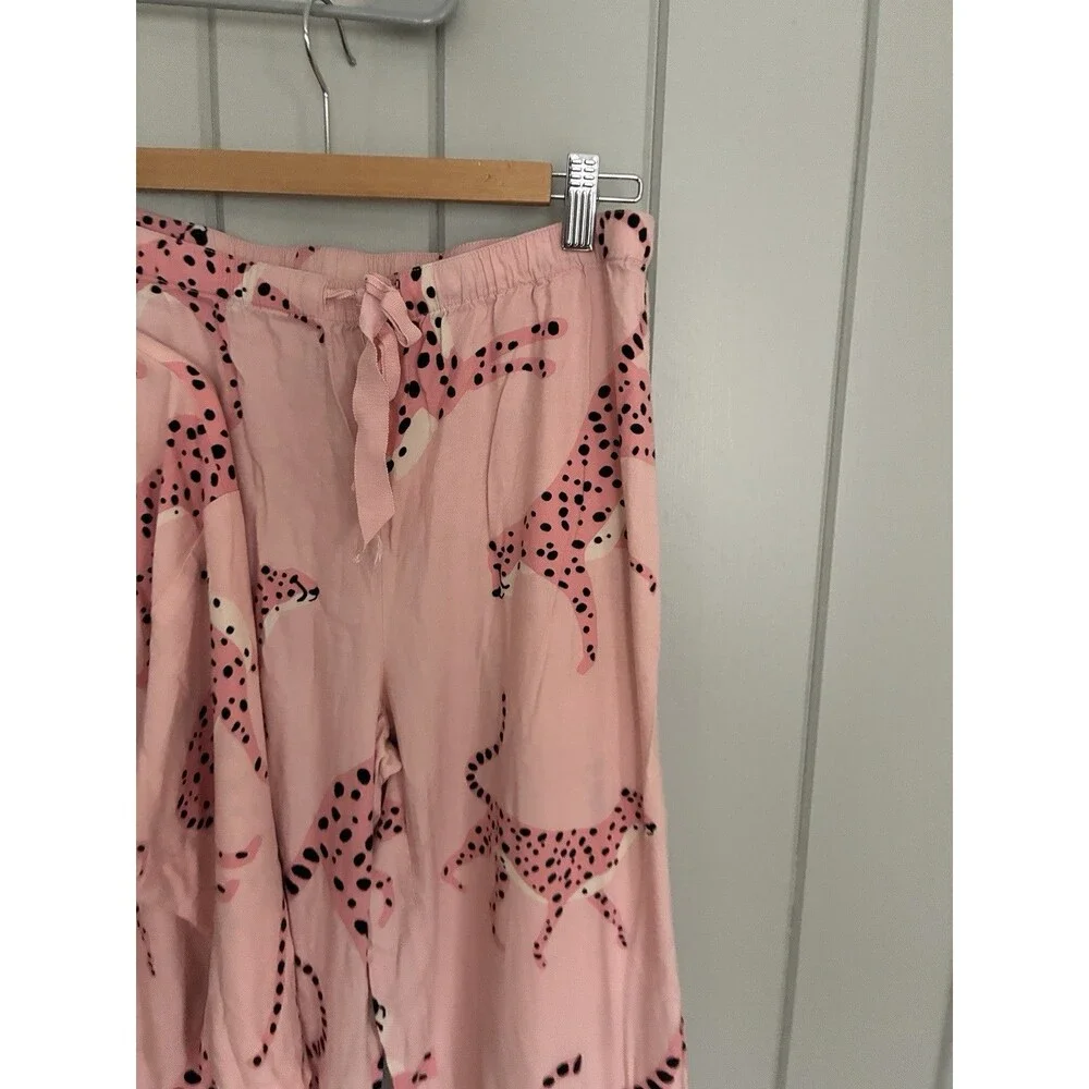Loft Sleep Pajamas S Small Pink Panther Print 2-Piece Set L/S Collar